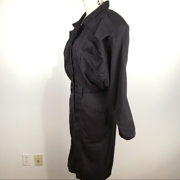 Vintage 80's Black Denim Long Sleeve Dress Size S - Picture 3 of 6